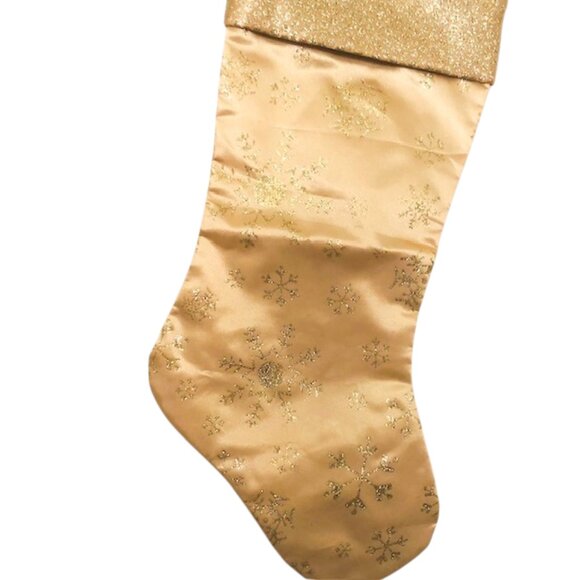 Gold Glitter Snowflake Christmas Stocking 18.9" - Picture 3 of 6